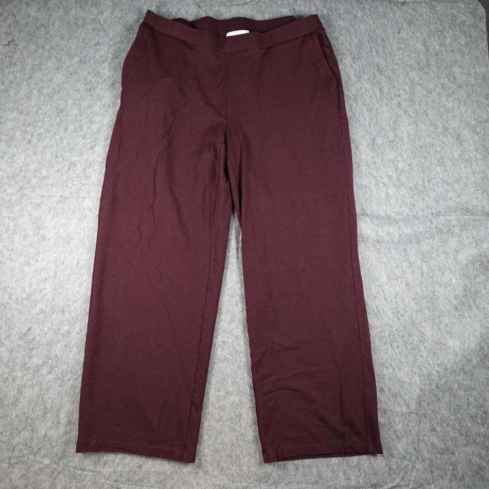 J Jill Pants Women Extra Large Burgundy Affinity French Terry Wide Leg Pull On
